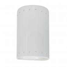 Justice Design Group CER-0995W-WHT-LED1-1000 - Small Cylinder w/ Perfs - Open Top & Bottom (Outdoor)